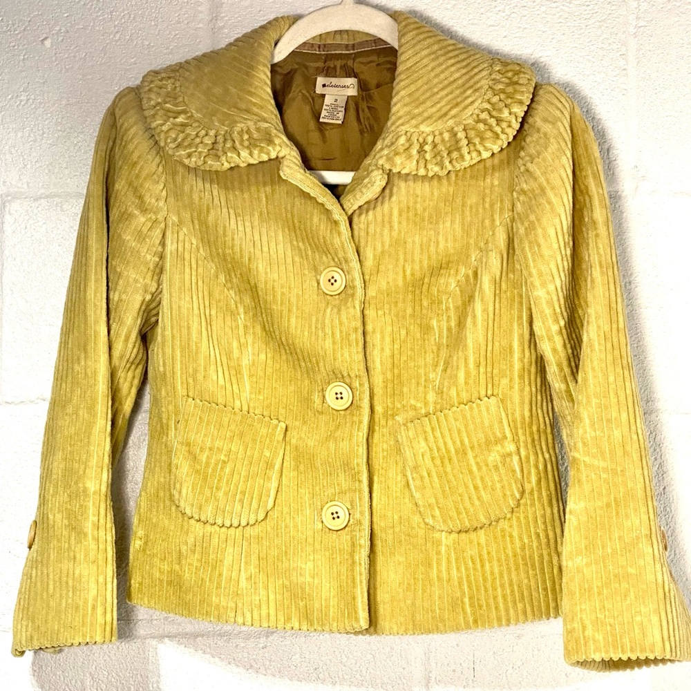 elevenses Yellow Corduroy Button Front Blazer